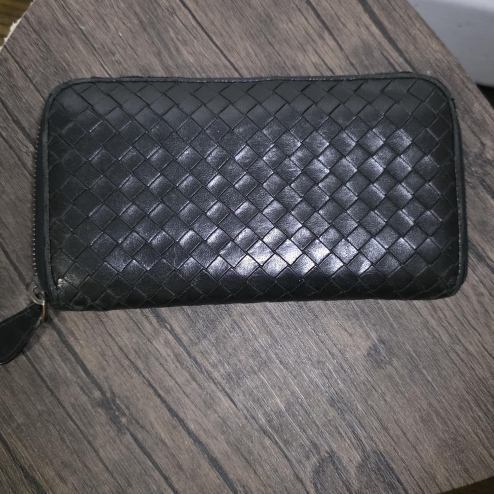 Bottega Veneta Black Leather Zippered Accessory
